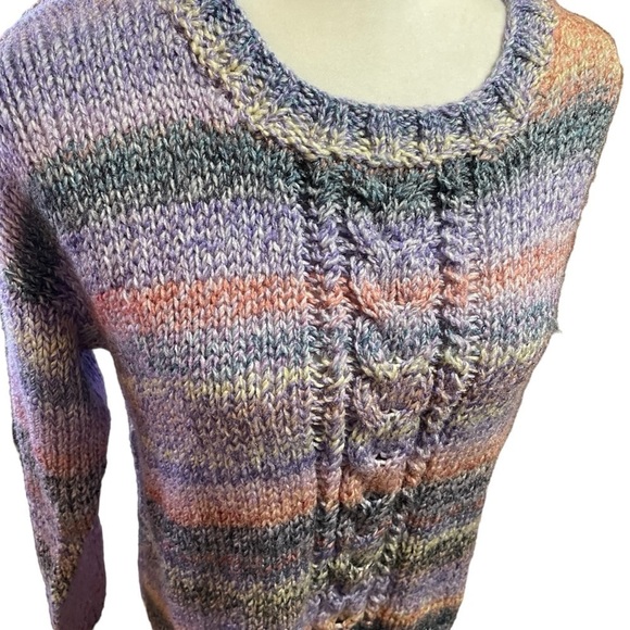 Handmade Chunky Knit Sweater - Beautifully constructed - Pinks, Blues and Purple - Picture 3 of 11